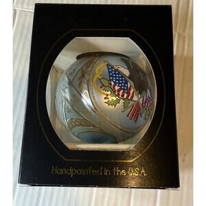 NEW Heart Gifts Teresa Thibault Presidential Eagle Hand Painted Glass Ornament